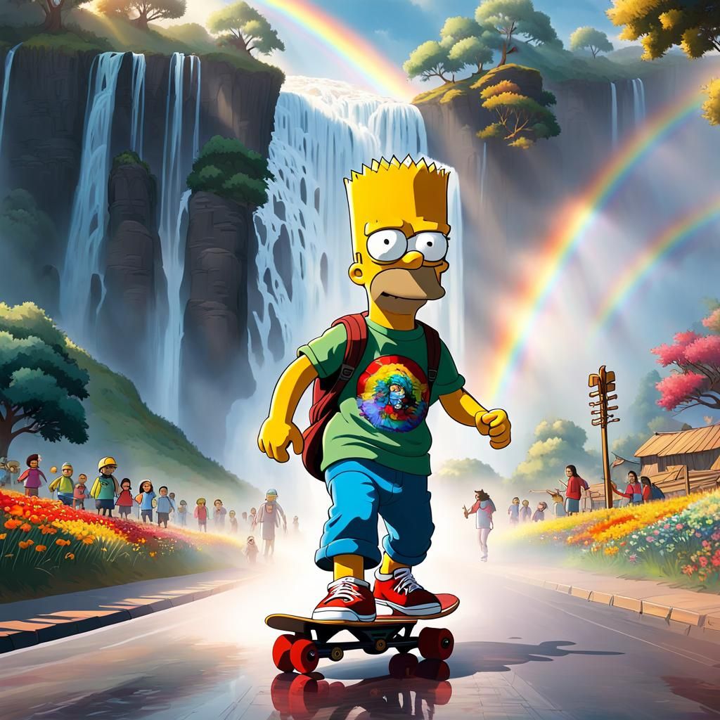 Bart Simpson and Jesus Christ: AI-Generated Image