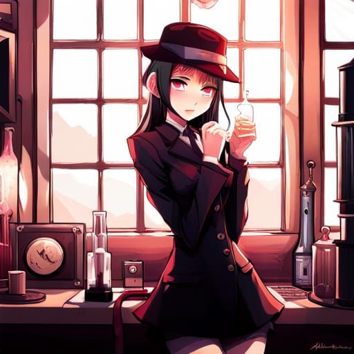 Goth Girl in Fedora: Anime Key Visual Art