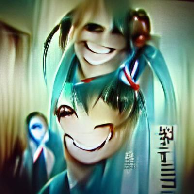 Smiling Hatsune Miku Anime Style