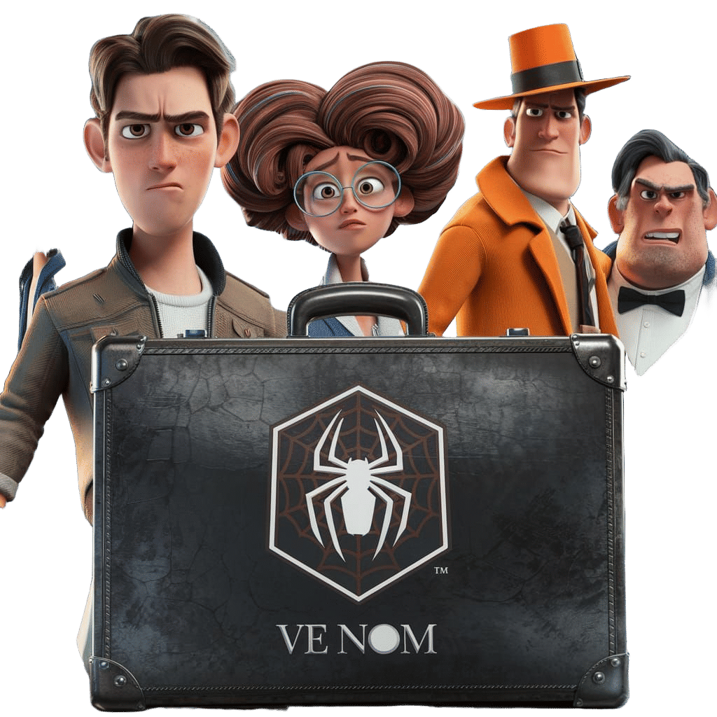 Animated Characters Investigating a Mysterious Briefcase