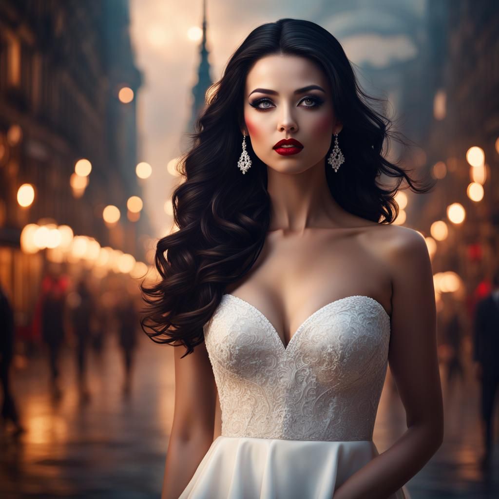 Elegant Polish Woman in Cityscape Concept Art