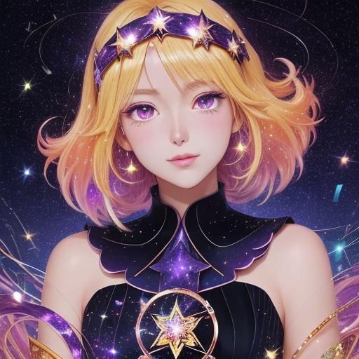 Blonde Tarot Reader in Anime Key Visual Style