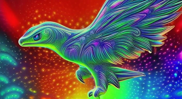 Fractal Black Rose with Rainbow Fireworks Display