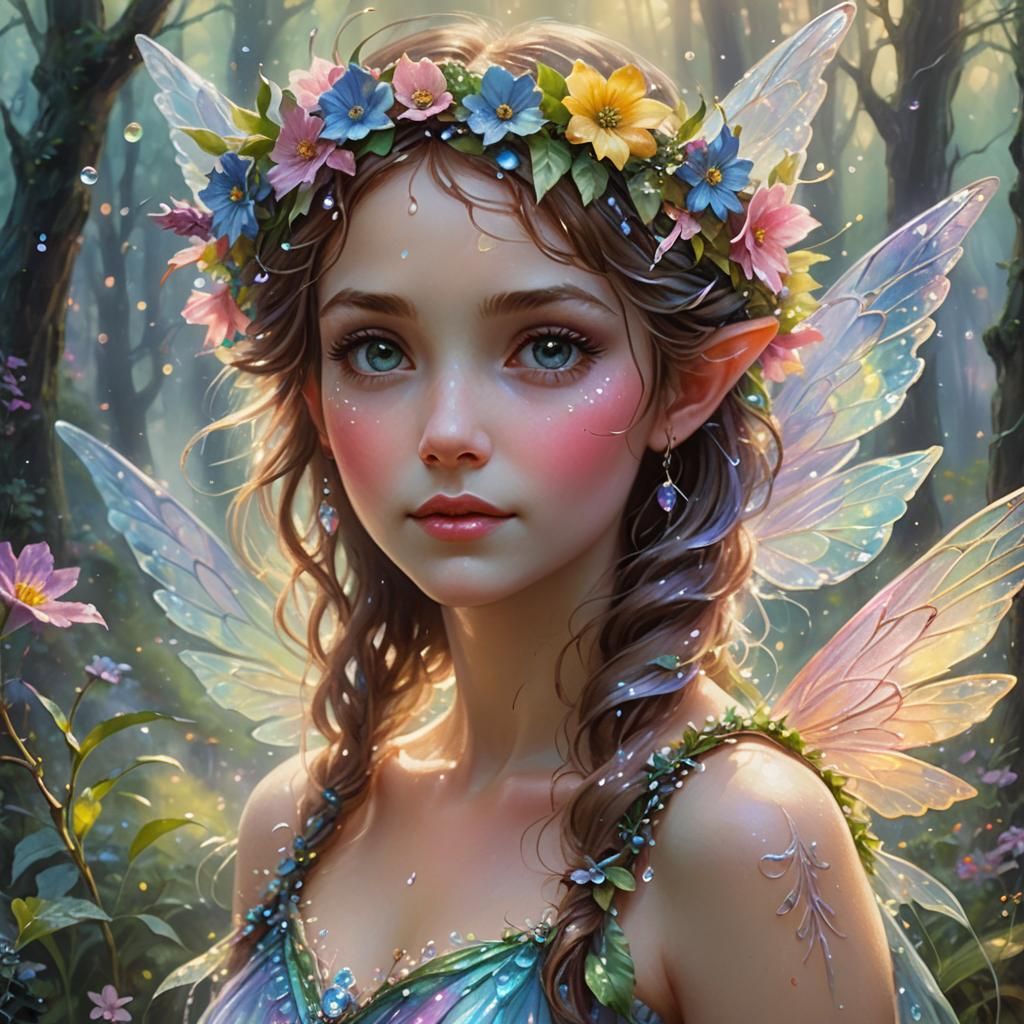 Ethereal Fairy Pixie Portrait in Fantasy Forest