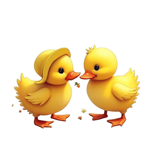 Duck in Green Hat Stands in Grass