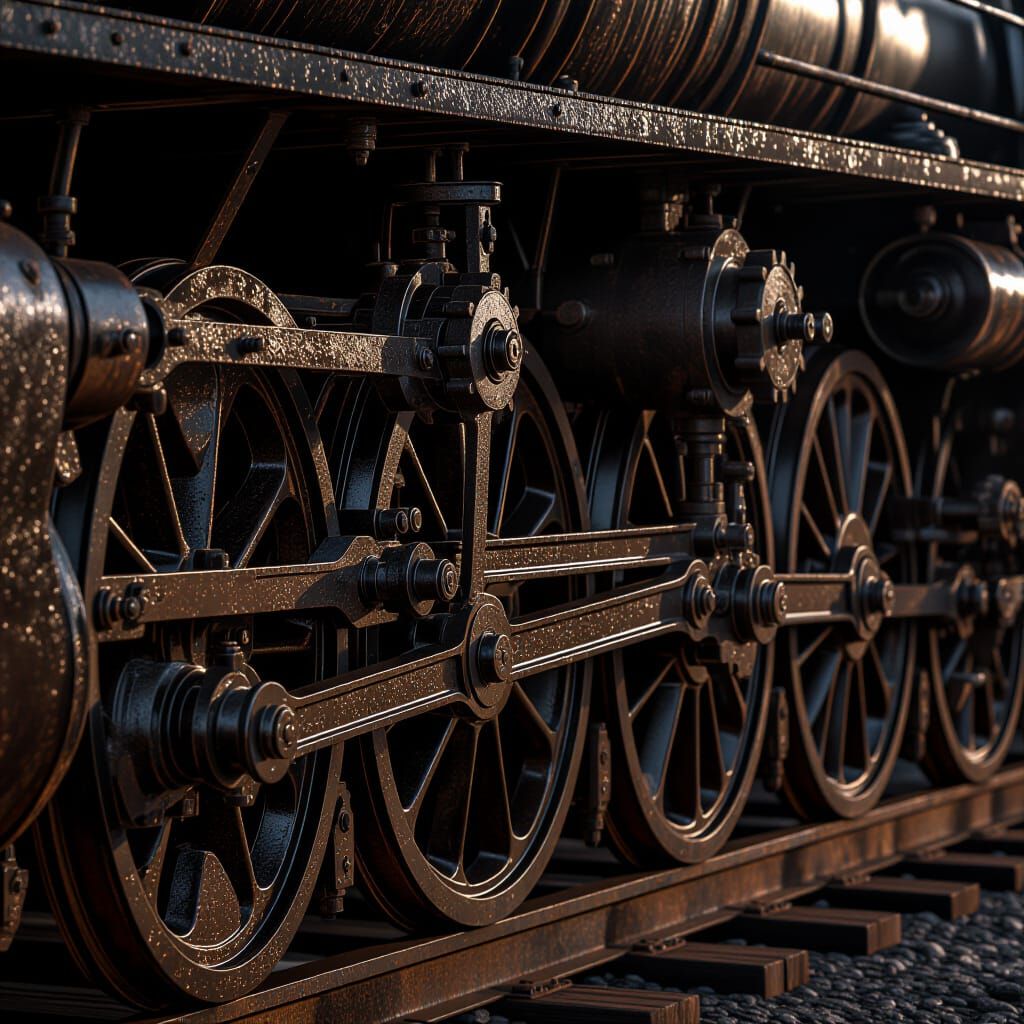 Rusty Steam Locomotive Wheels Up Close