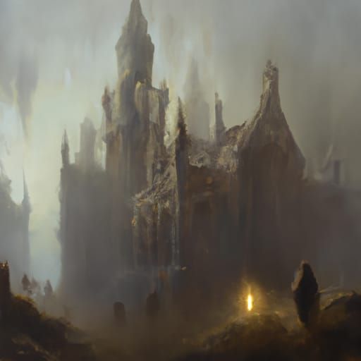 Eerie Haunted Scene in Oil Painting Style