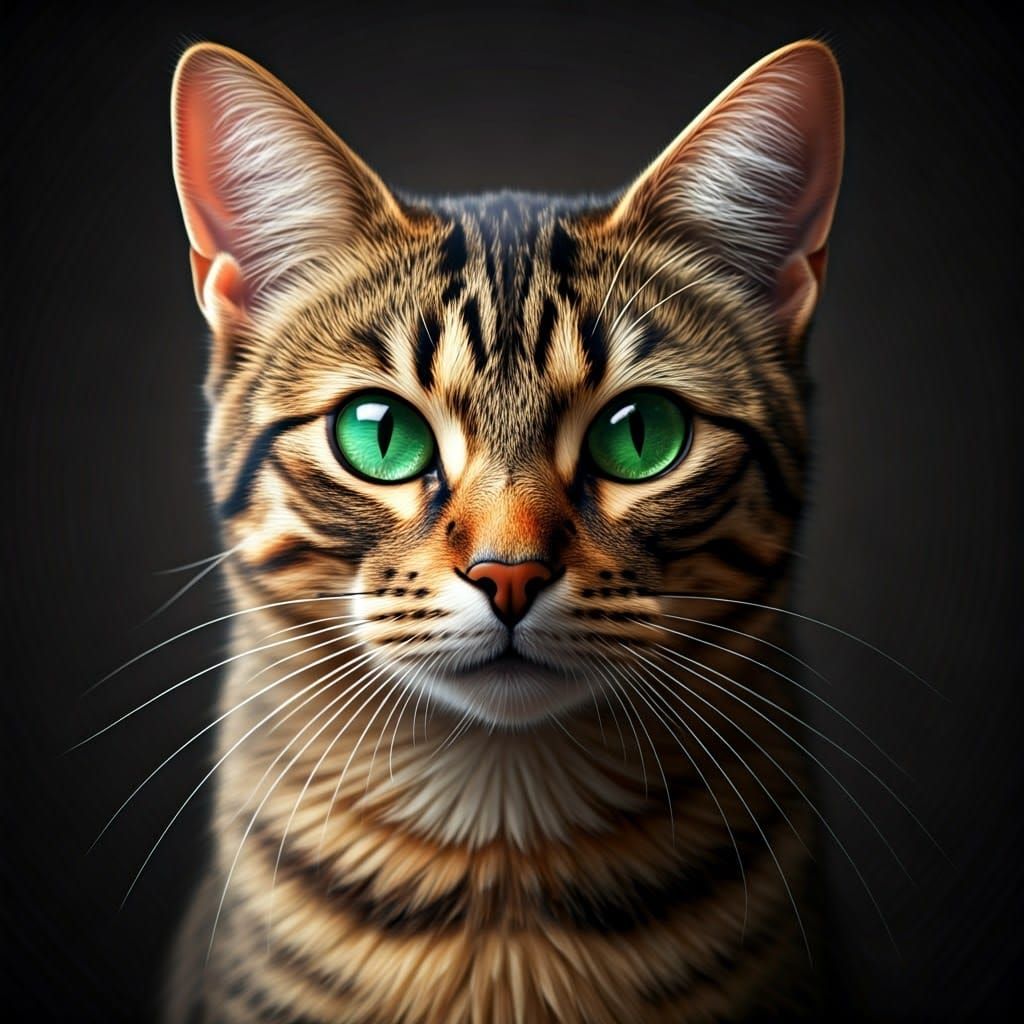 Crystal Clear Cat with Emerald Eyes