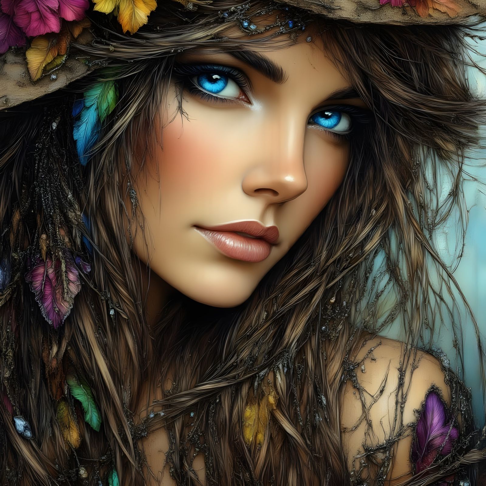 Norse Goddess Portrait in Bohemian Style