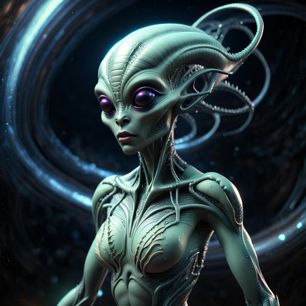 Exotic Alien Woman in Detailed 3D Render