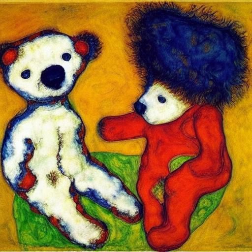 Teddy Bear with Honey, Expressionist-Surrealist Style