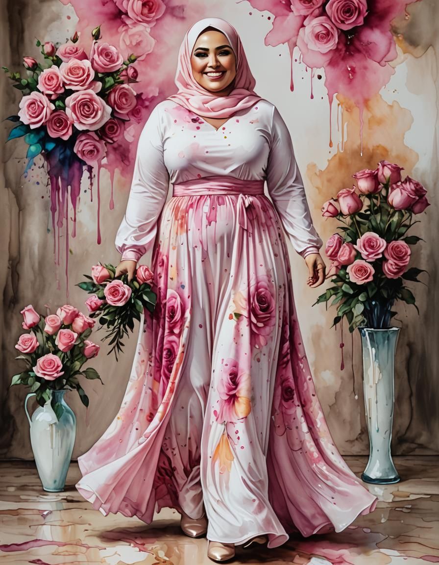 Psychedelic Alcohol Ink Portrait of Middle Eastern Woman