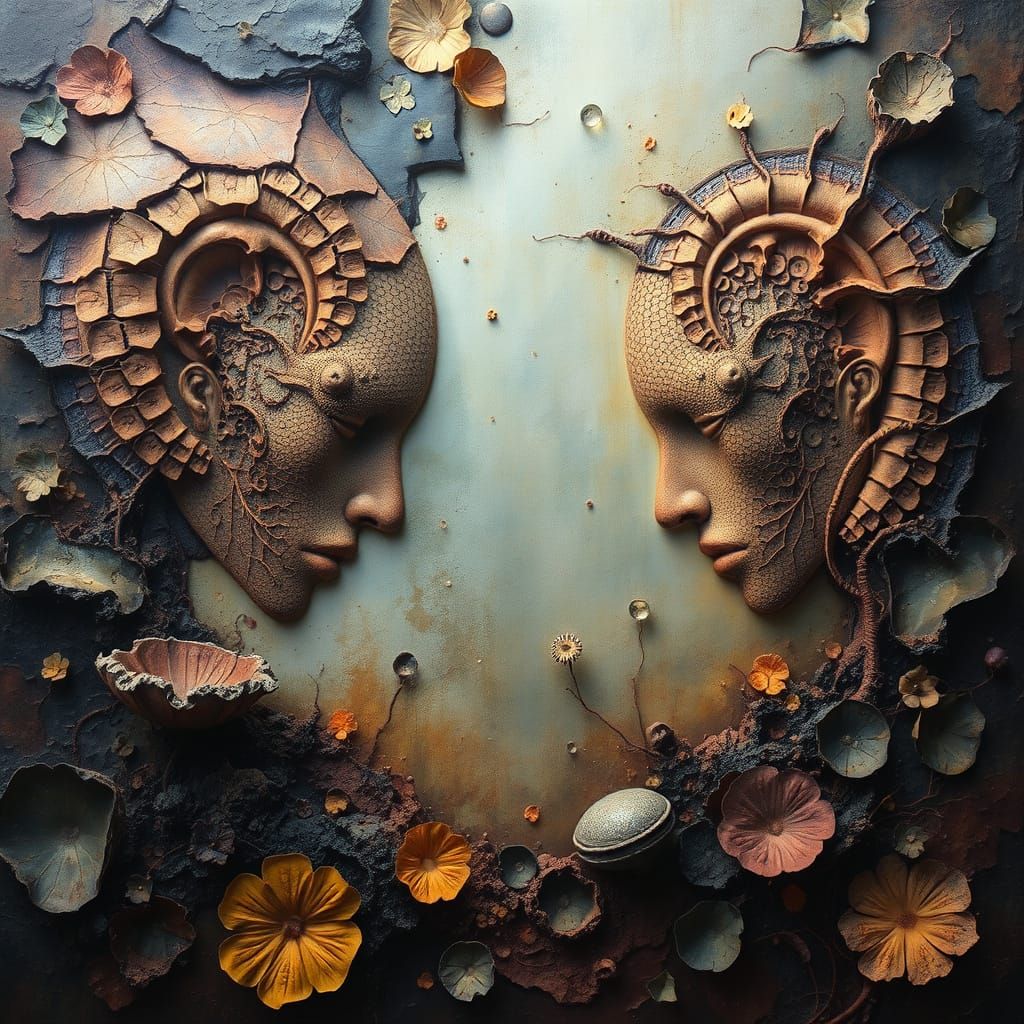 Surreal Landscapes with Human-Like Patterns in Earthy Tones