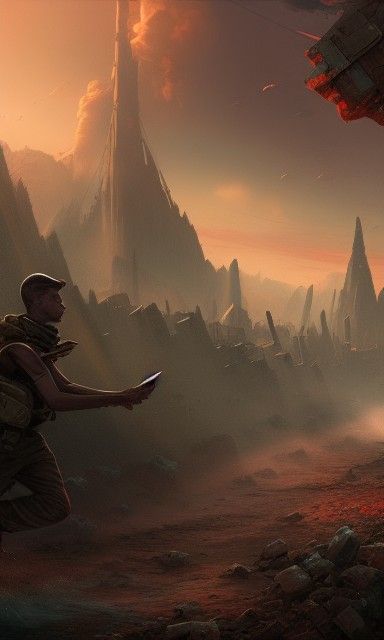 Youth Escaping War in Detailed Matte Painting