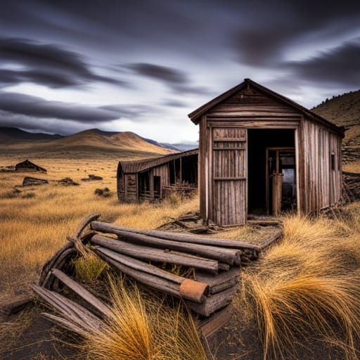 Eerie Abandoned Mining Town Landscape