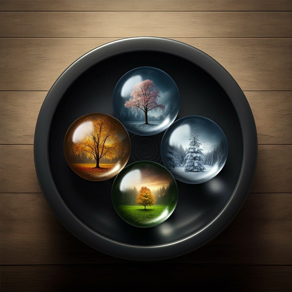 Seasonal Landscapes Encased in Marbles