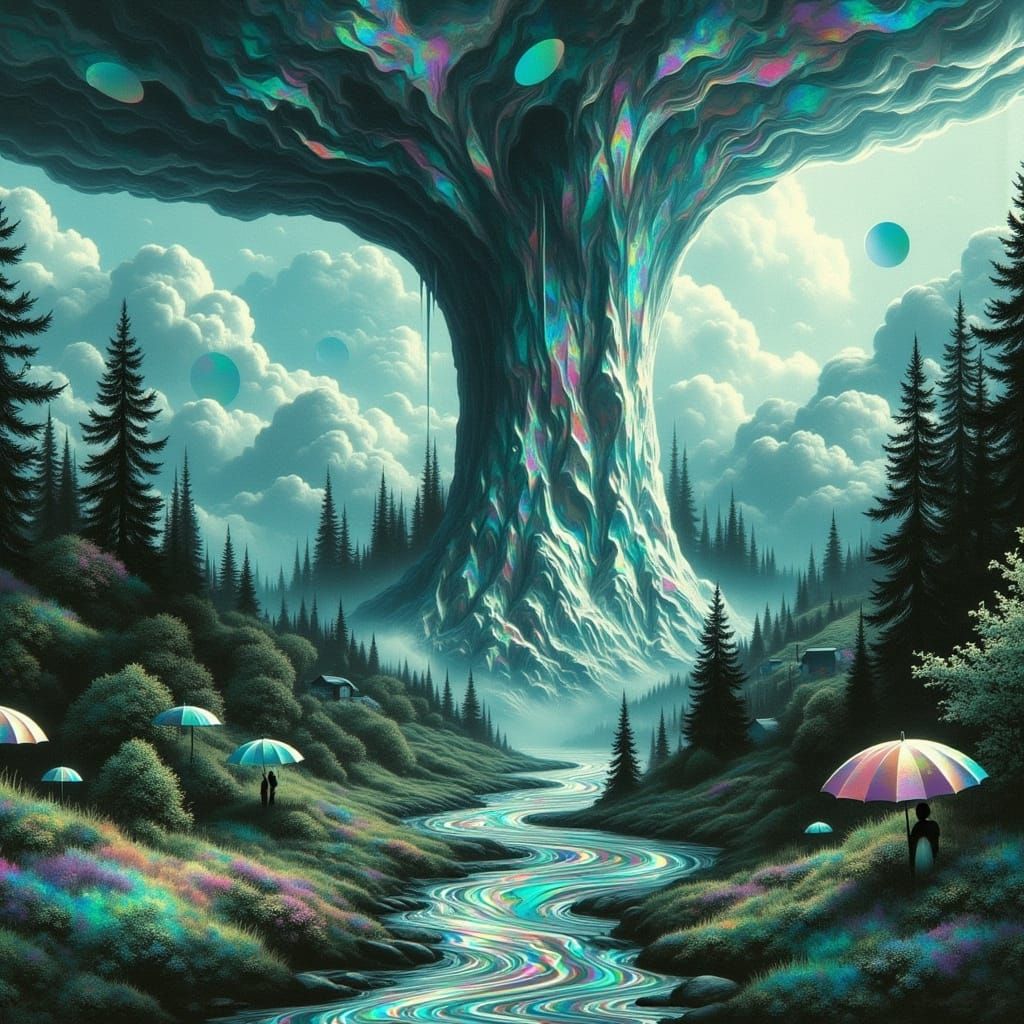 Village in Tornado: Dreamy, Detailed Whimsical Scenery