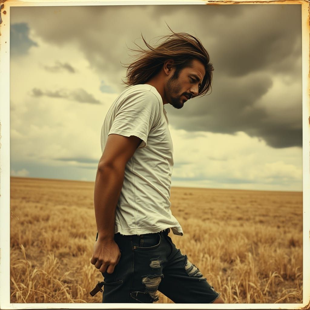 Haunting Sepia-Toned Portrait of Despair