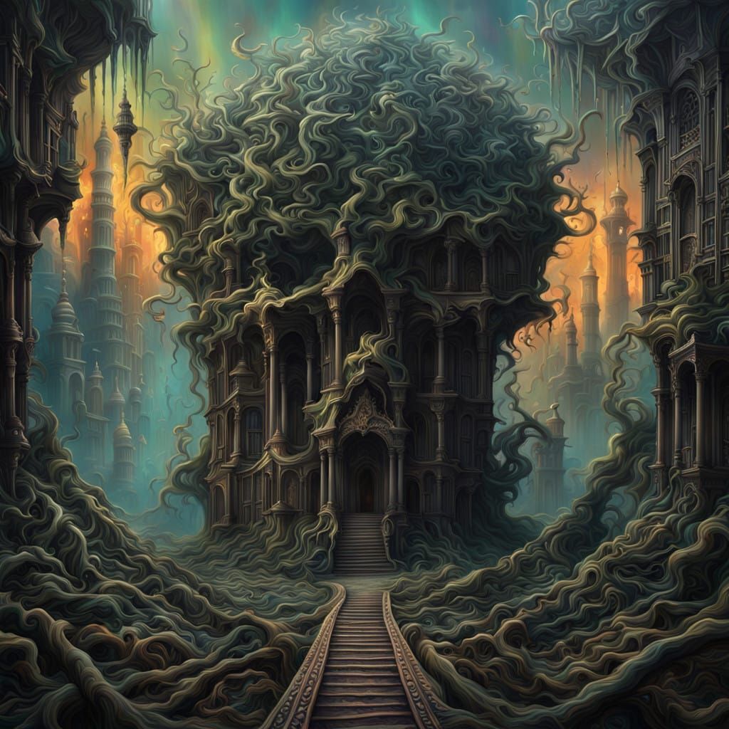 Hyper-Realistic Scene of Twisted Surreal Beauty