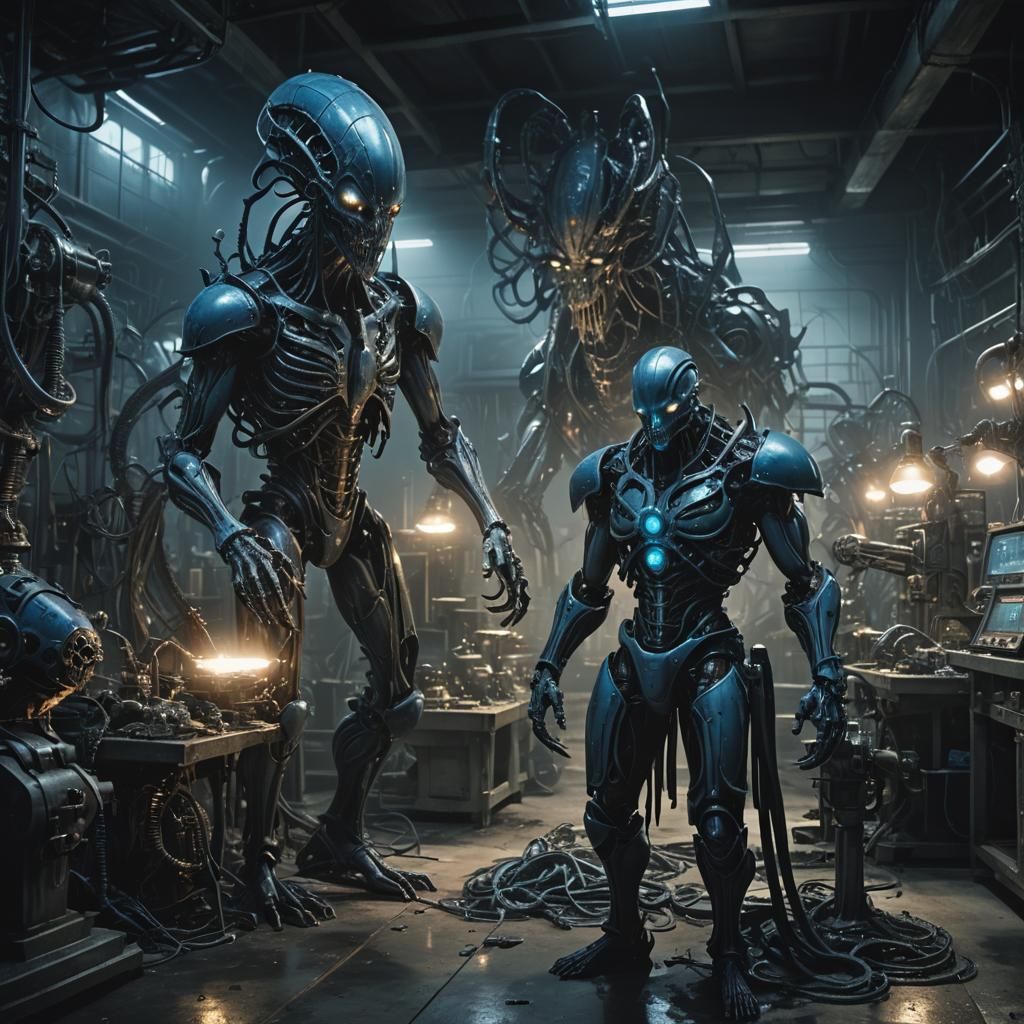 Phyrexian Artificer Amidst Dark Biomechanics