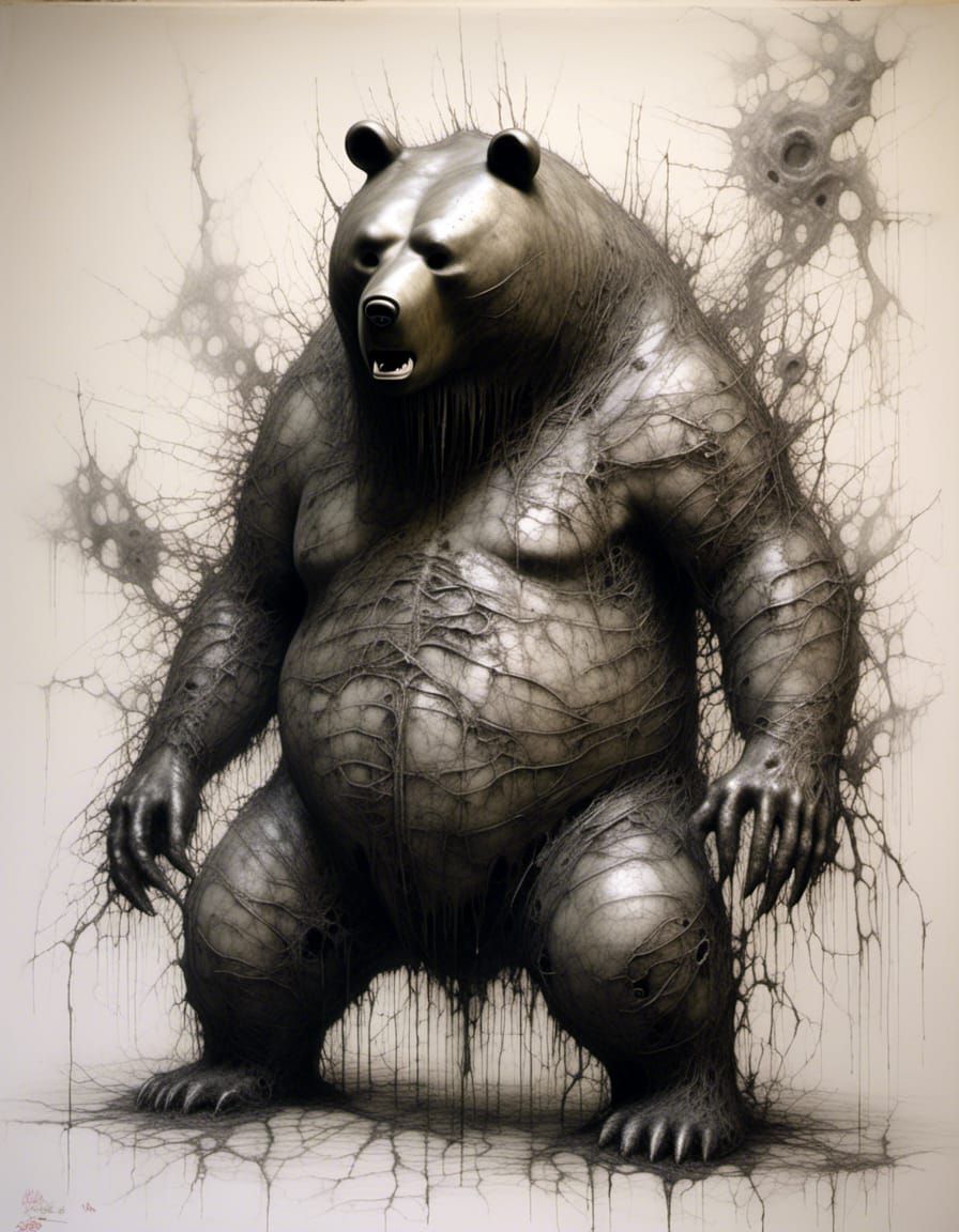 Hulking Bear: Intricate Drawing with HDR Details