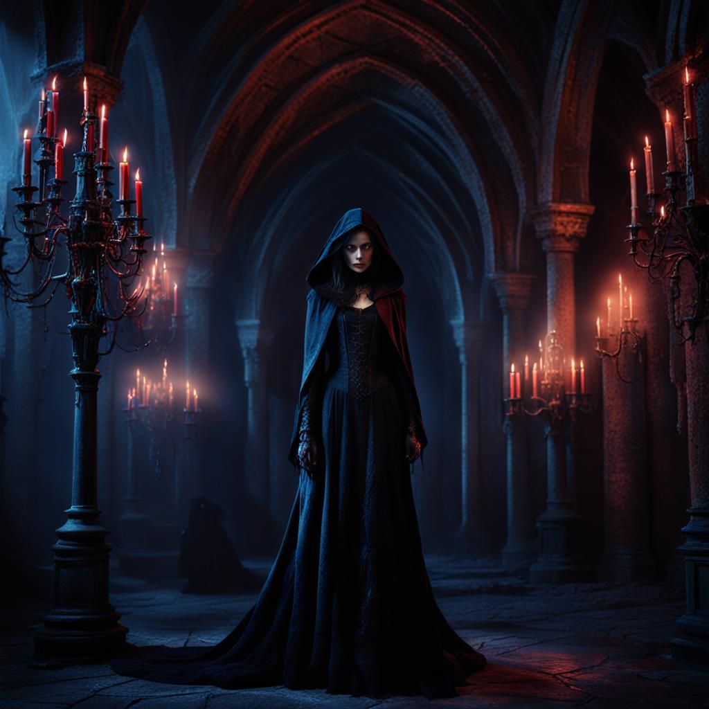 Female Vampire in Castle: Dark Fantasy Concept Art