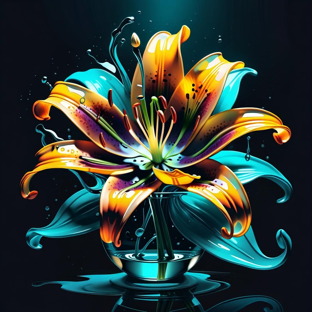 Glass Lily Flower in Dark Fantasy Style