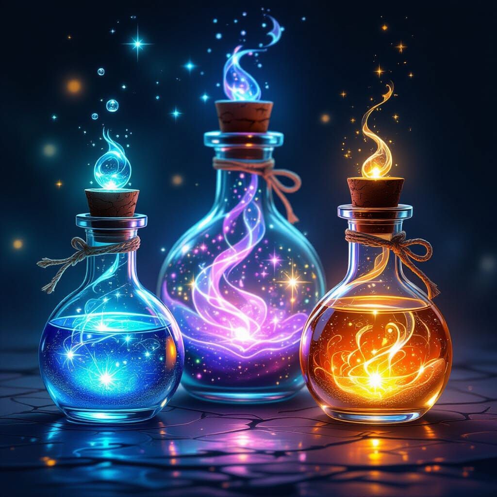 Magical Potions Collection in Digital Painting Style