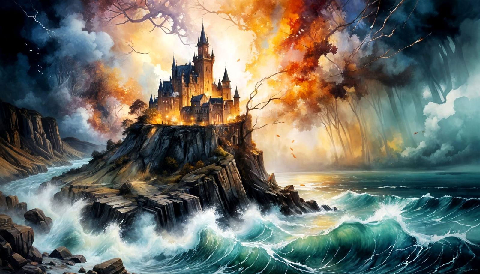 Medieval Castle in Storm: Cinematic Fantasy Realism