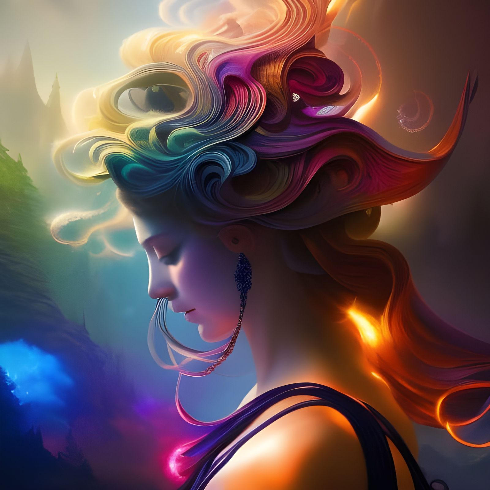 Hyperrealistic Princess in Art Nouveau Style Garden