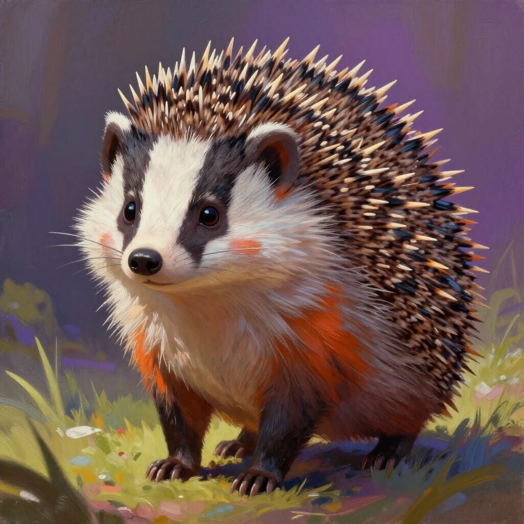 Fantastical Hybrid Creature: Fox, Badger, and Hedgehog