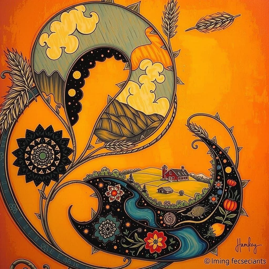 Picturesque Landscape with Golden Hour Light