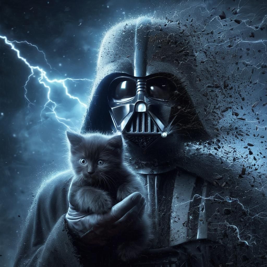 Darth Vader with Kitten in Digital Art