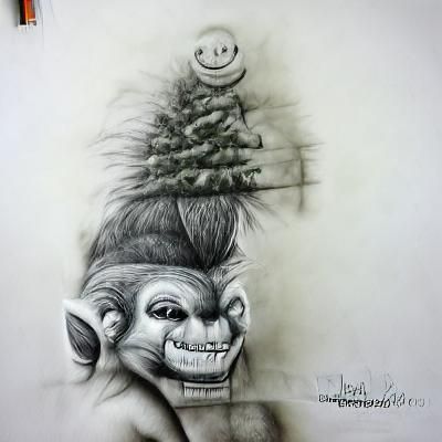 Festive Troll: A Detailed Pencil Sketch
