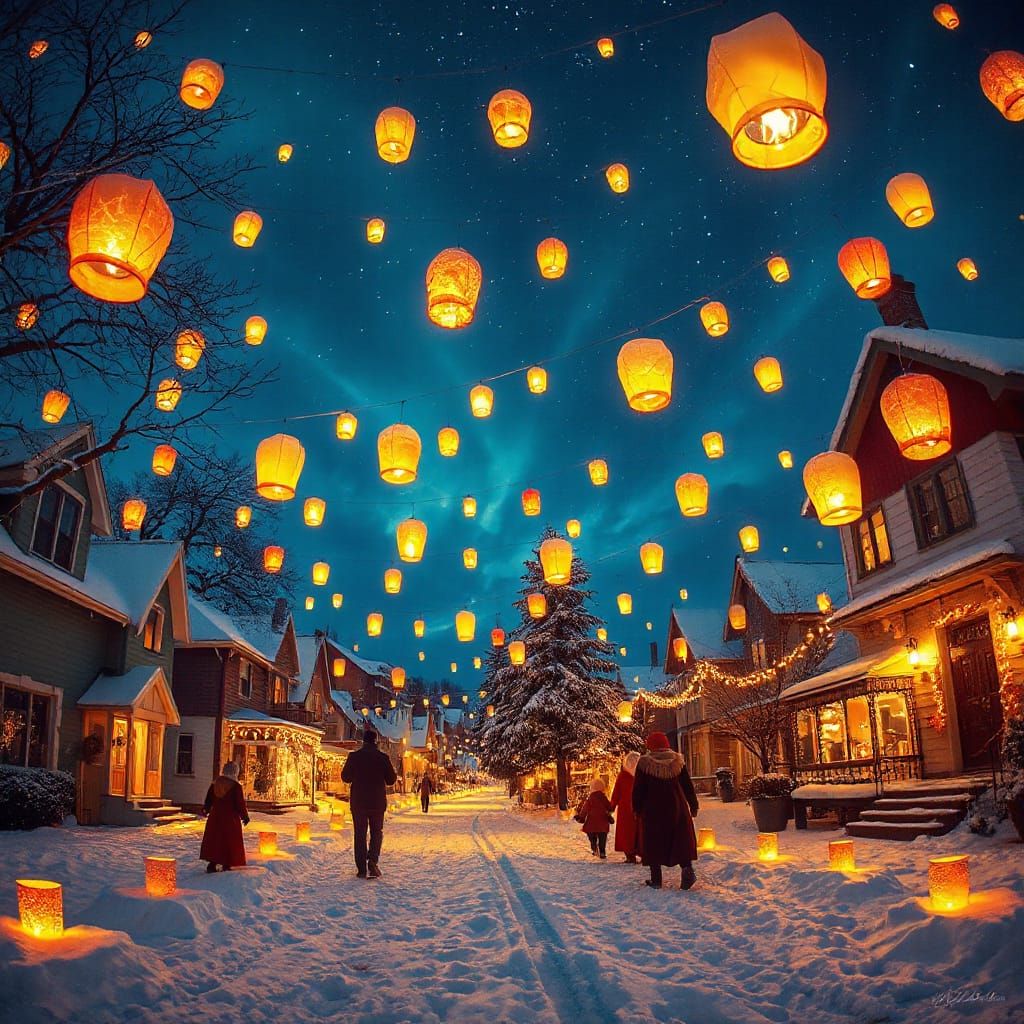 Candlelight Eve: Winter Celebration with Glowing Lanterns