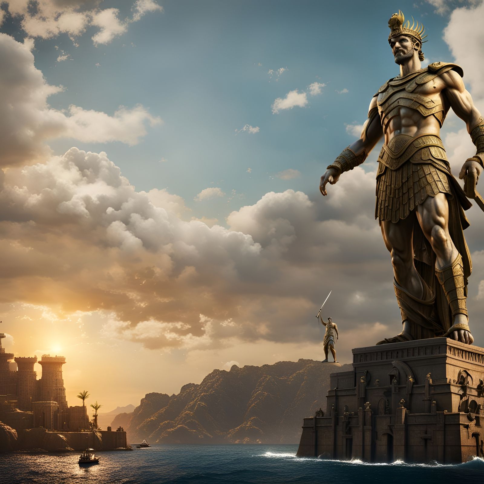 Detailed Painting of the Colossus of Rhodes