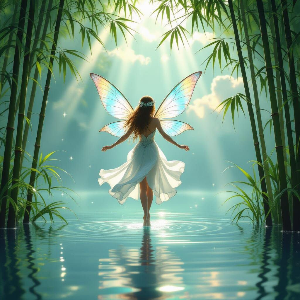 Immortal Fairy Dancing on Serene Lake Surface