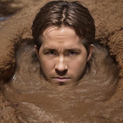 Cinematic Portrait of a Man Sinking in Quicksand
