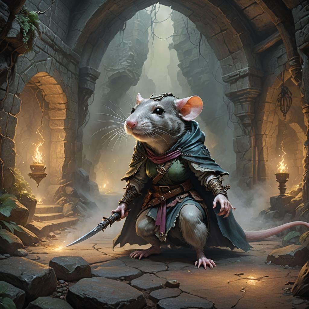 Rat Rogue in Dungeons and Dragons Battle
