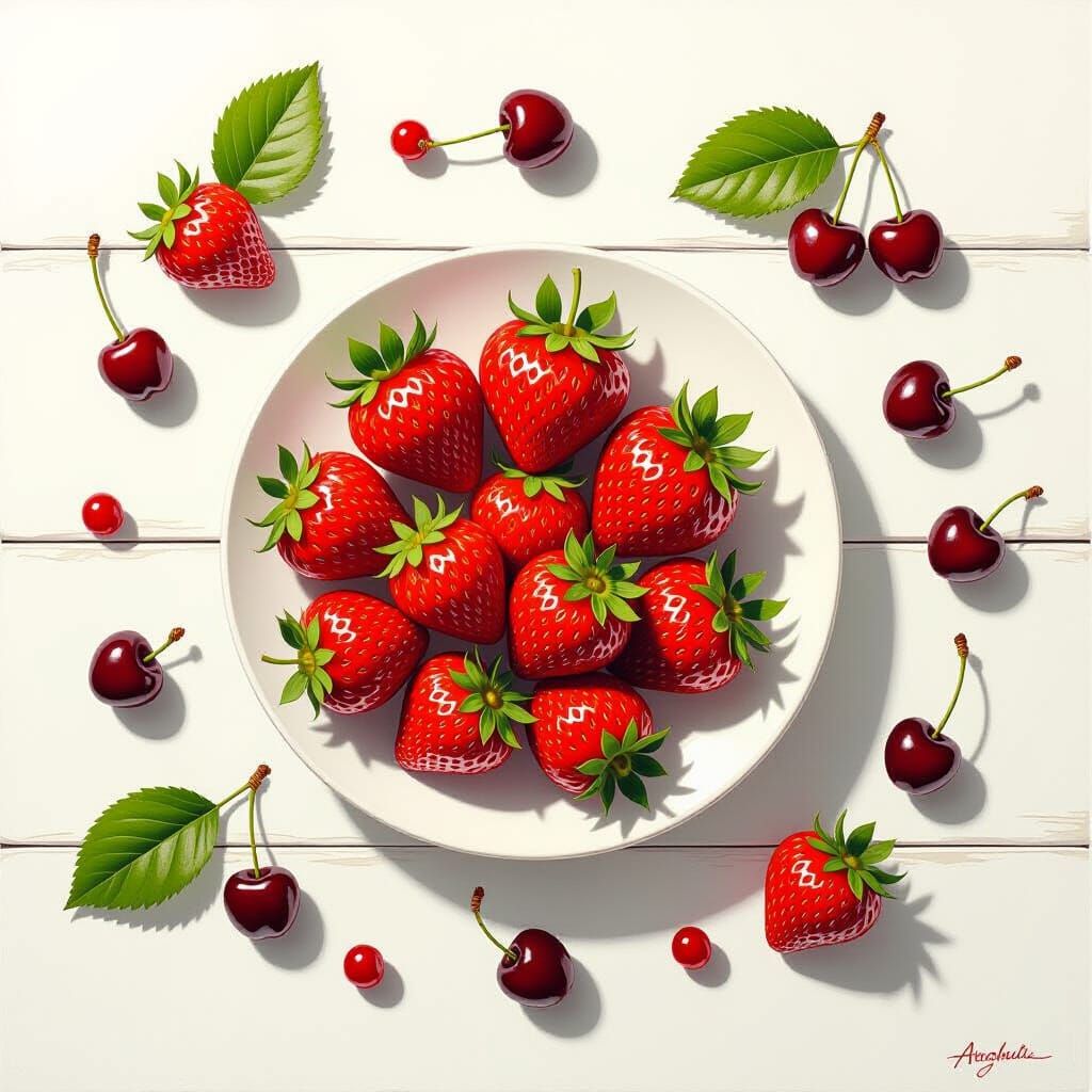 Vibrant Fruit Arrangement on White Table