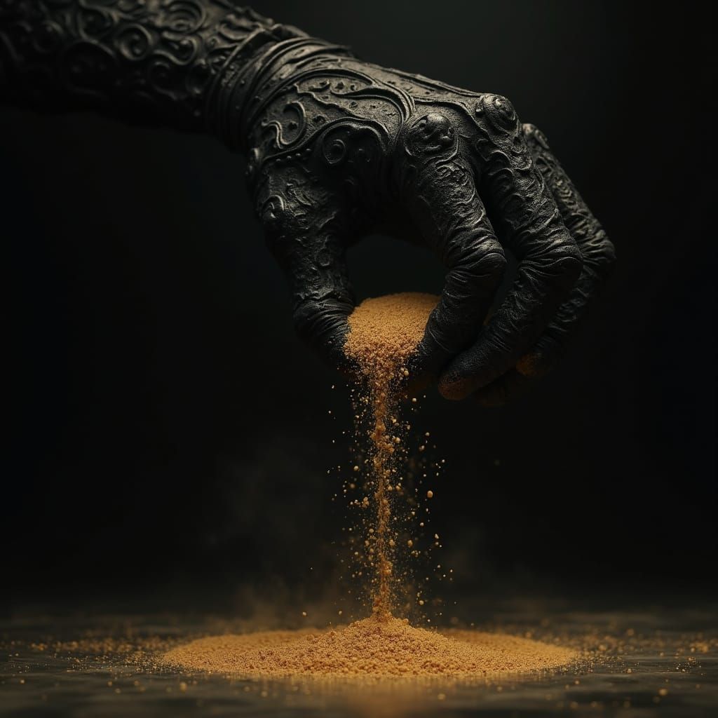 Shadow Claw Releasing Sand in Eerie Light