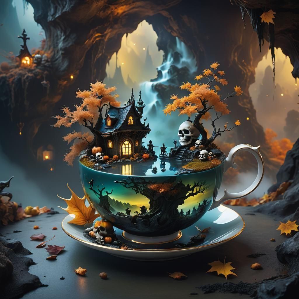 Halloween Fantasy World in a Teacup