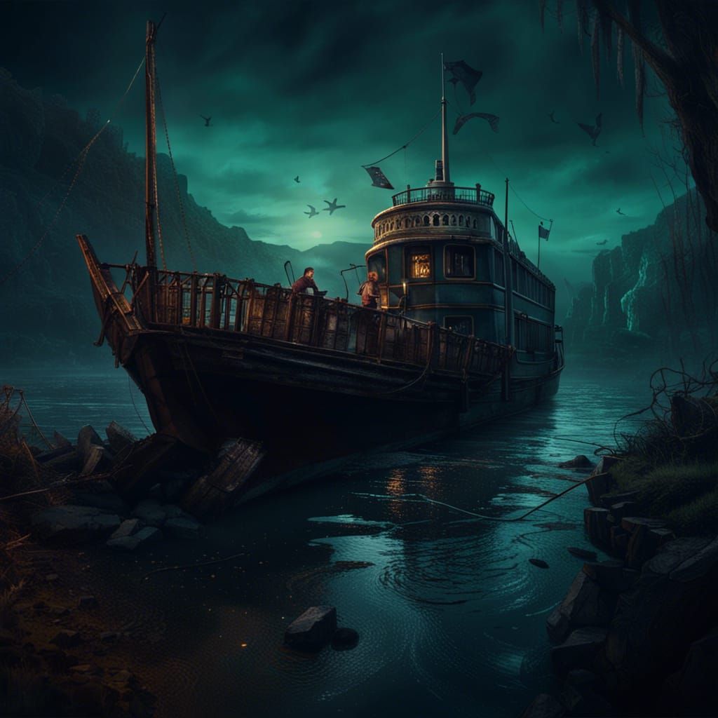 Terrifying Ferryman in Detailed Matte Painting