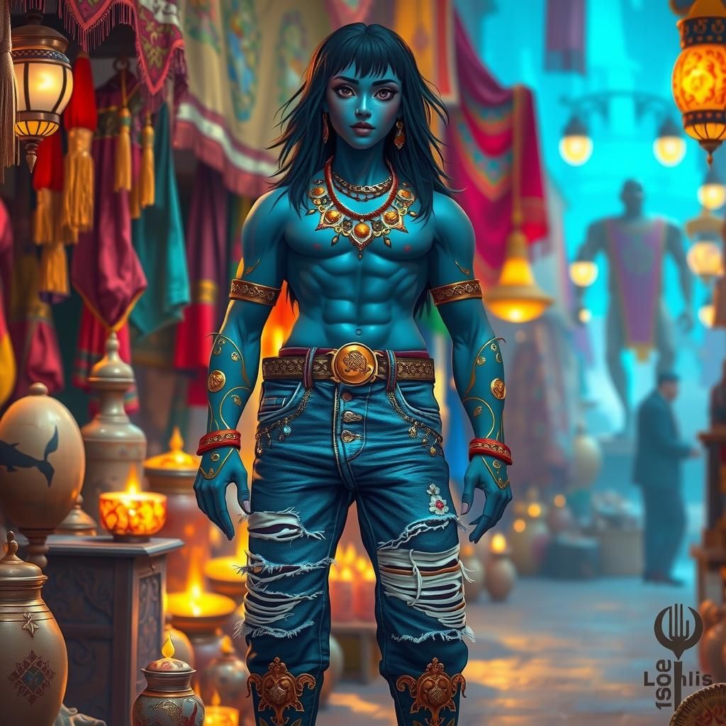 Genie in Jeans, Futuristic Digital Art