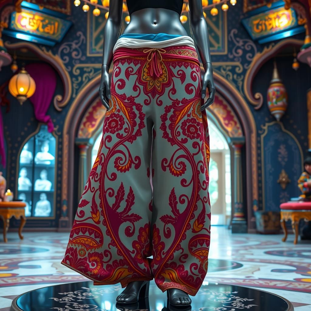 Colorful Genie Pants with Intricate Embroidery