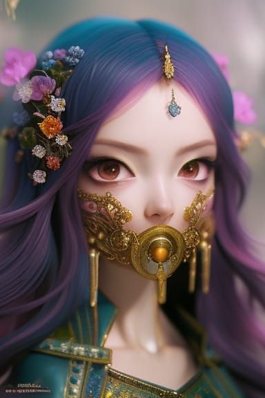 Candy Punk Cupcake Portrait in Digital Art Style