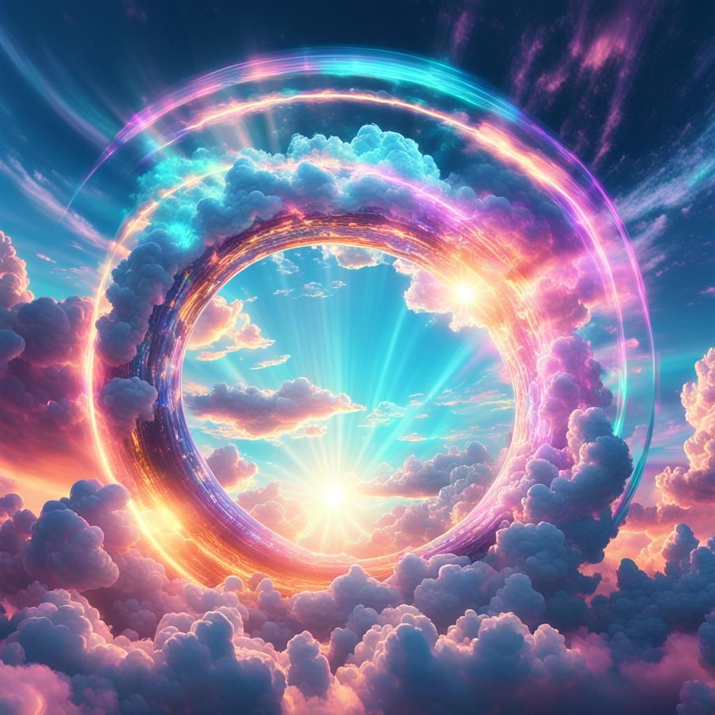 Celestial Sky Portal in Neon Colors
