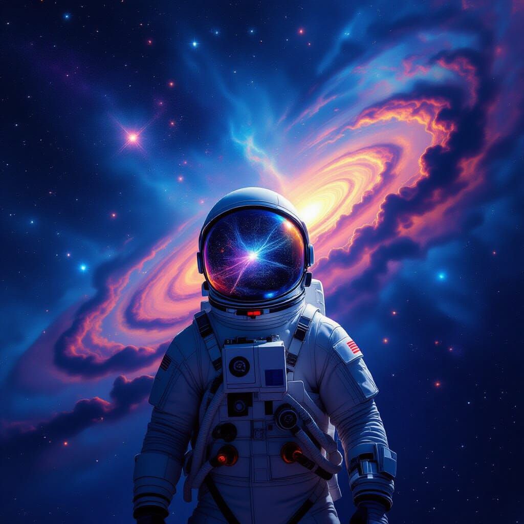 Astronaut Adrift in Cosmic Ocean, Surreal Digital Art