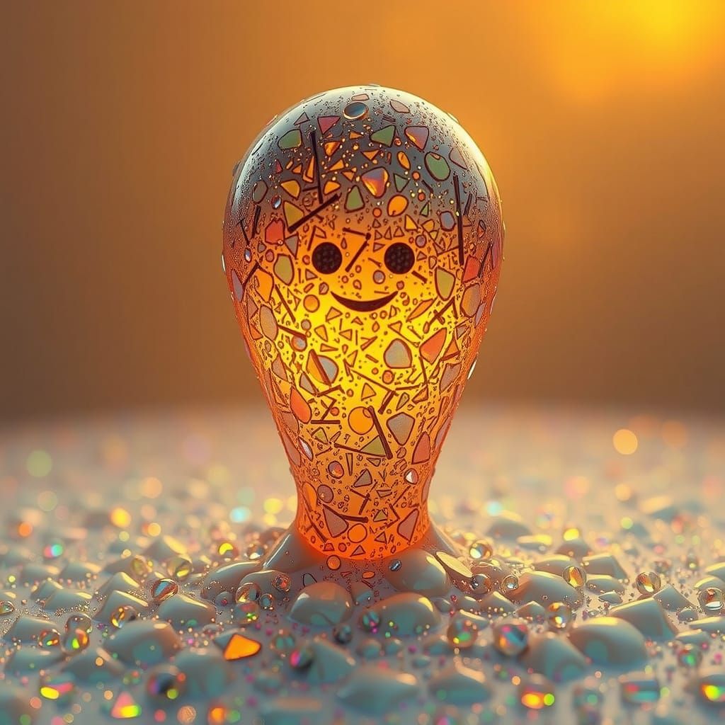 Melancholic Pyramid Diorama Dissolving into Goo