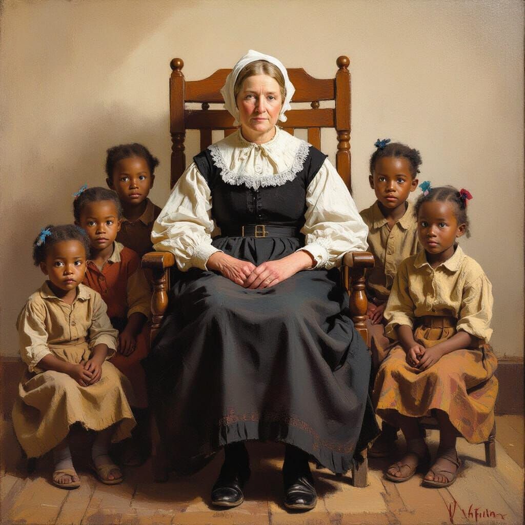 Mary Slessor with Children Oil Painting